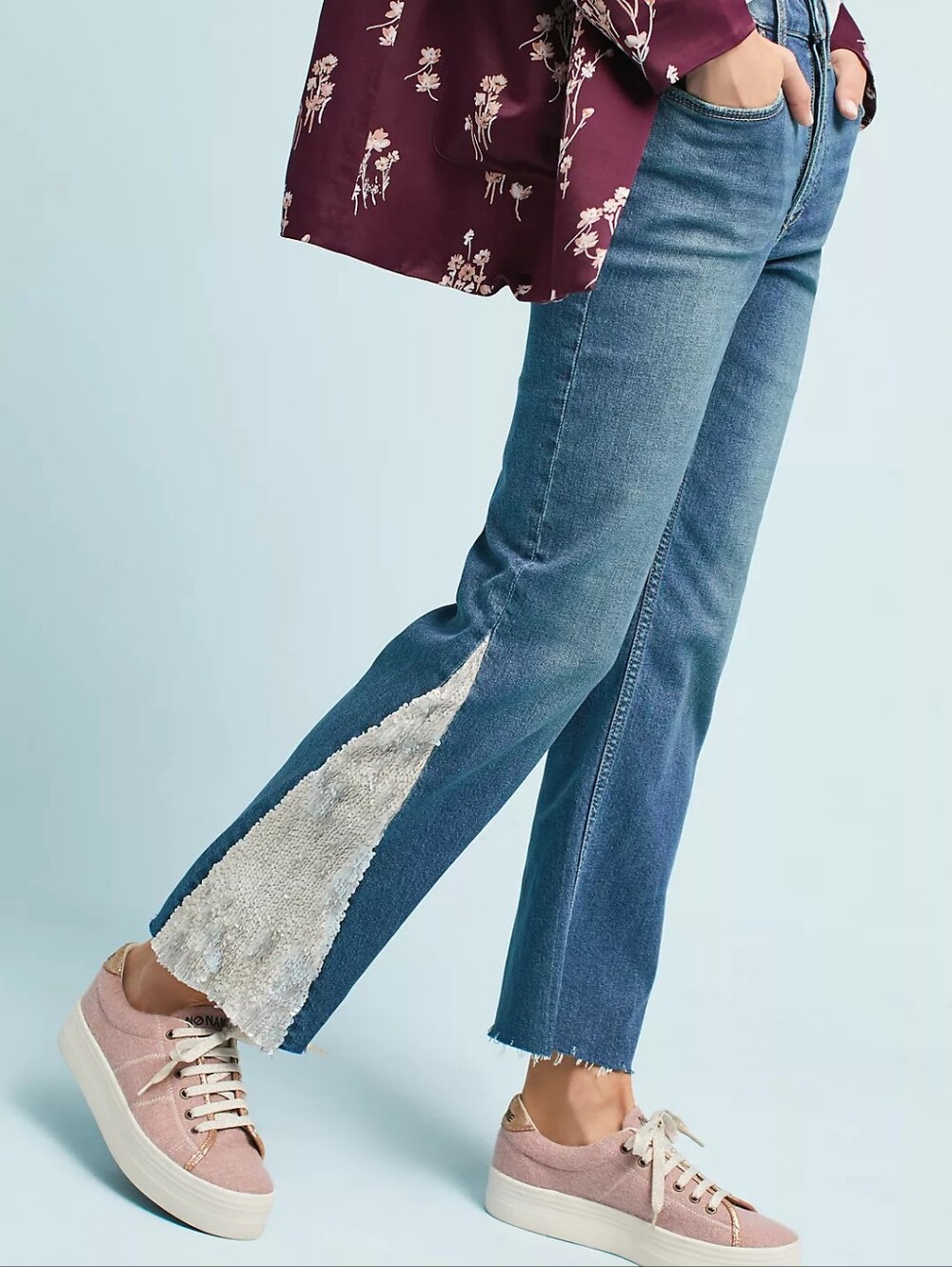 Pilcro High-Rise Sequined Flared Jeans Size 28